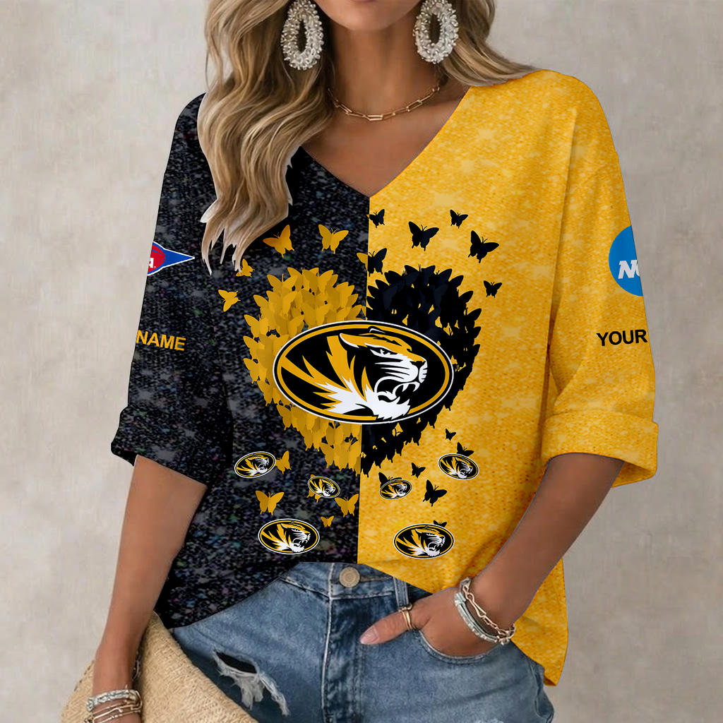 LIMITED DROP NCAA FBS26 MST MS TIGERS WOMEN'S HEART V-NECK LONG SLEEVE SHIRT