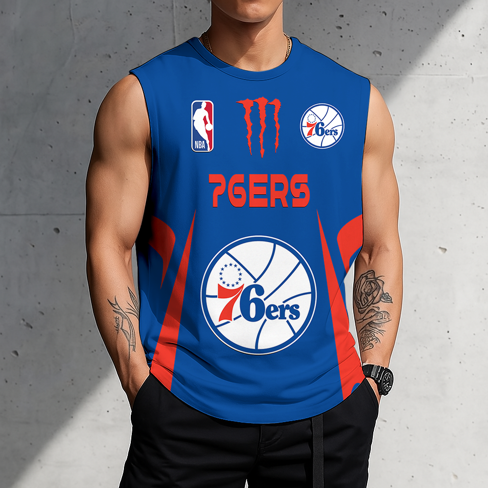 FINAL SALE - NEW CUSTOMIZED NBA26 P76 PHILADELPHIA 76ERS MEN'S GYM SHIRT