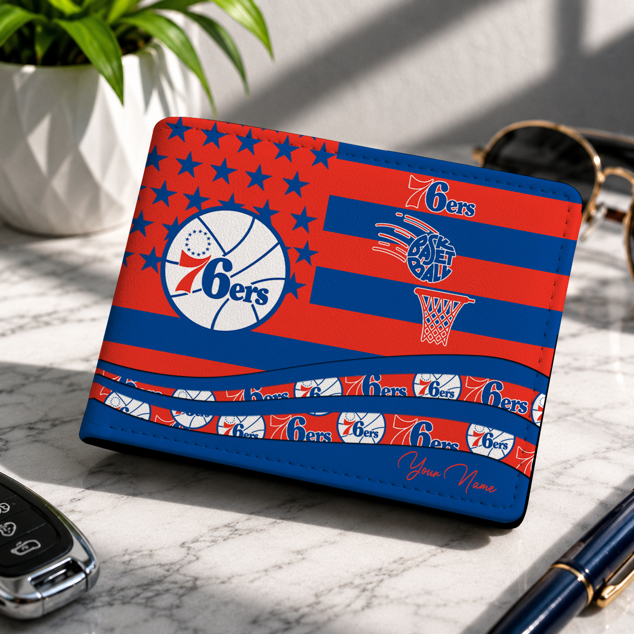 FINAL SALE NBA26 P76 PHILADELPHIA 76ERS LEATHER WALLET