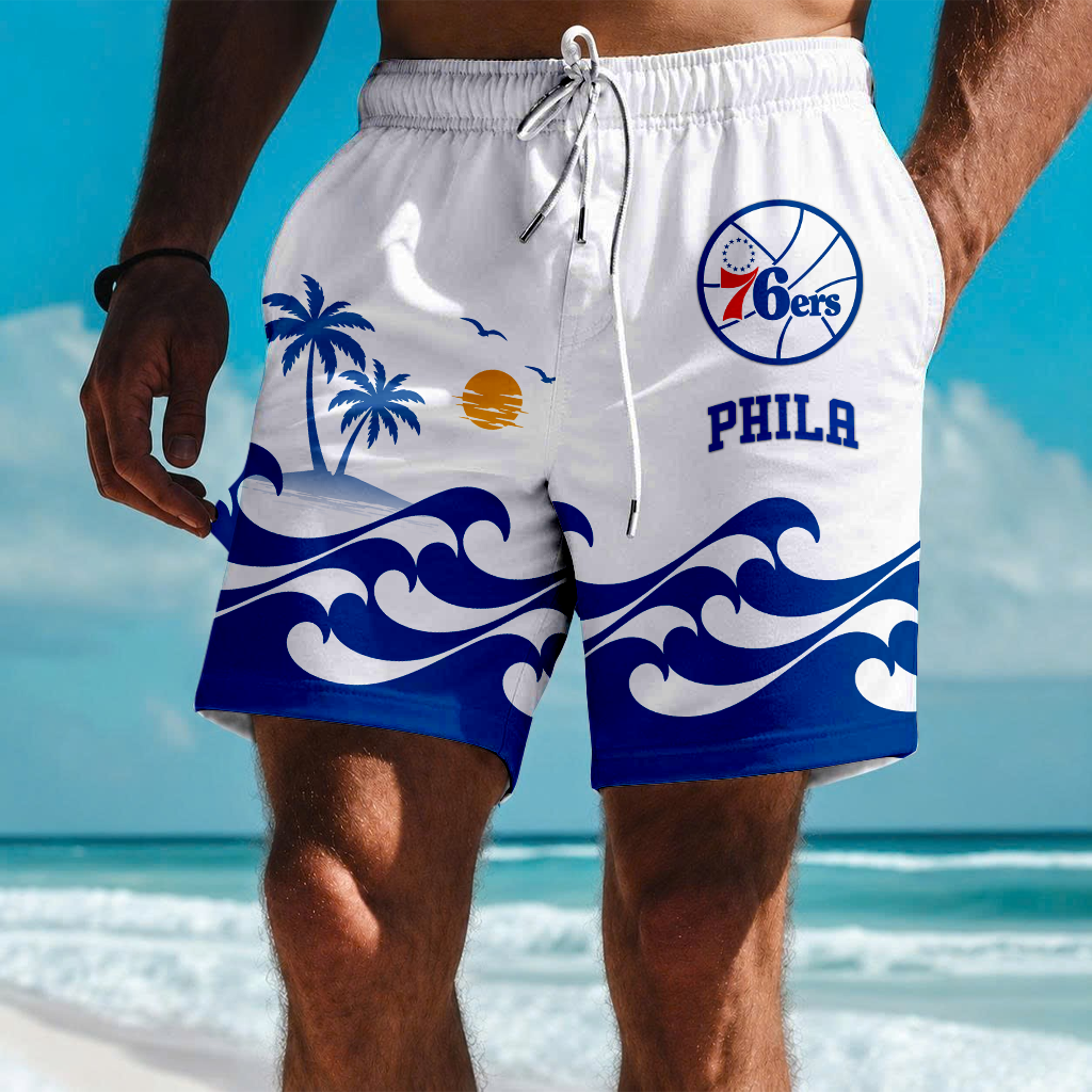 FINAL SALE - NEW CUSTOMIZED NBA26 P76 PHILADELPHIA 76ERS SHORT PANTS