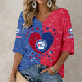FINAL SALE - NEW CUSTOMIZED NBA26 P76 PHILADELPHIA 76ERS WOMEN'S HEART V-NECK LONG SLEEVE SHIRT