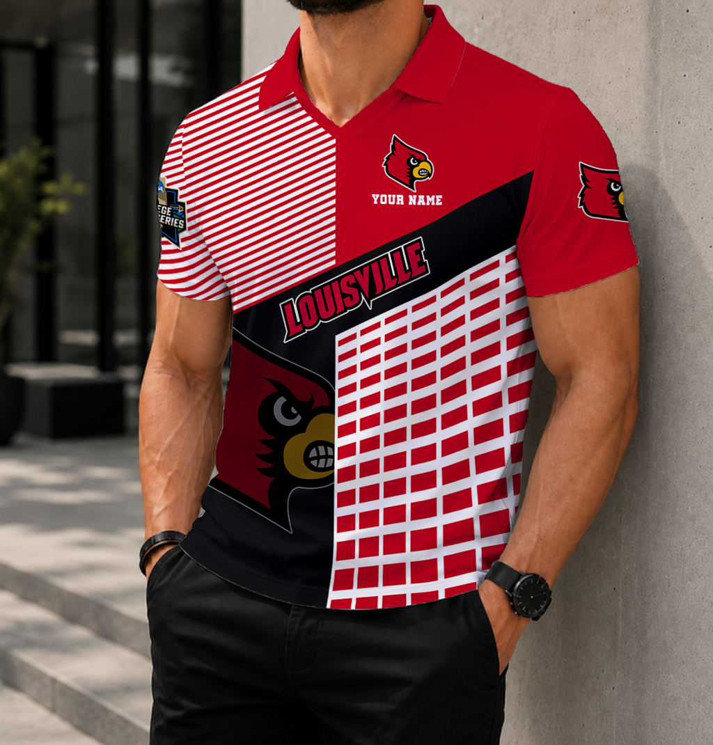 LIMITED EDITION - NEW CUSTOMIZED NCAA CWS26 ULC LOUISVILLE CARDINALS POLO SHIRT