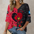 LIMITED DROP NCAA CWS26 ULC LOUISVILLE CARDINALS WOMEN'S HEART V-NECK LONG SLEEVE SHIRT
