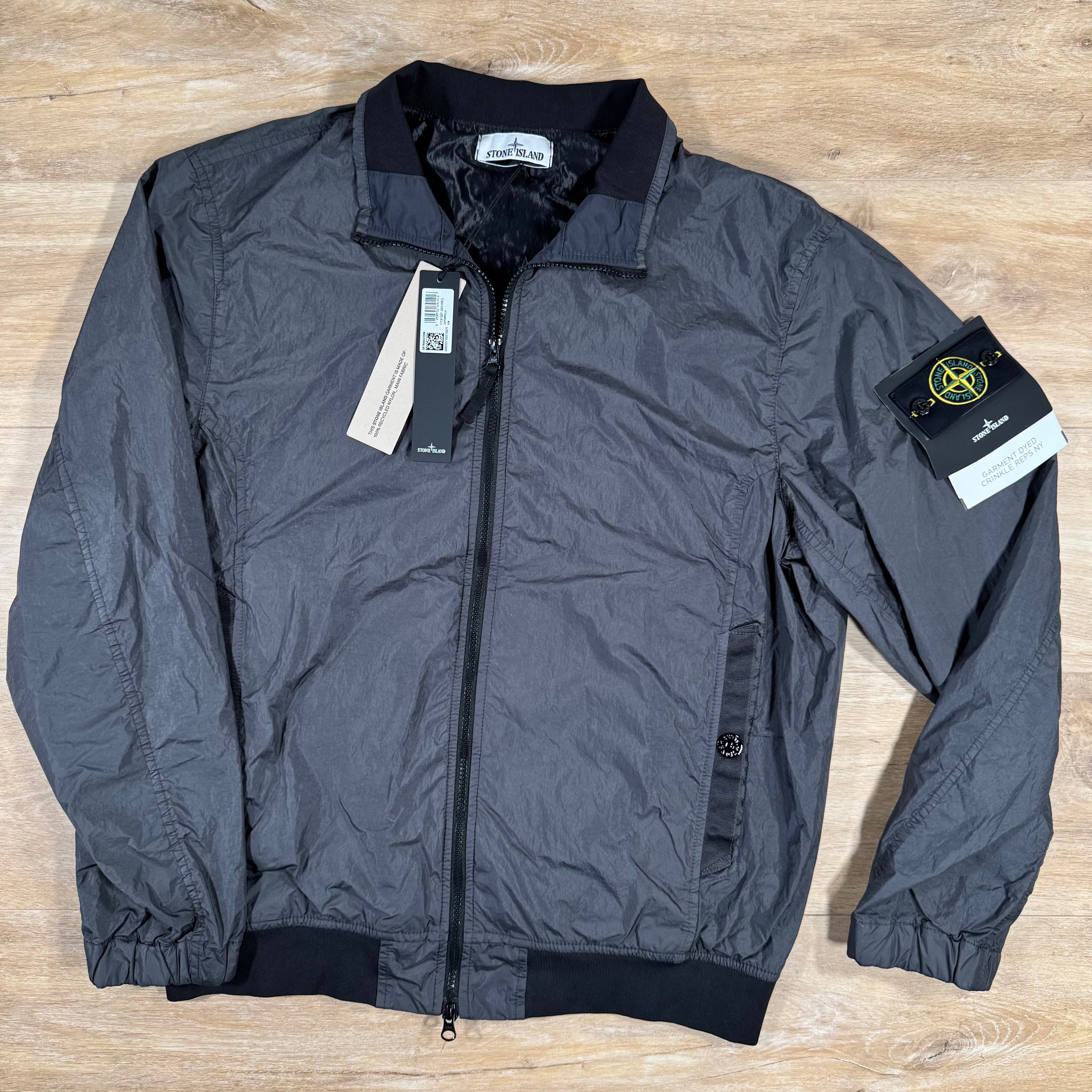 Stone Island Crinkle Reps R-NY Bomber Jacket in Charcoal Grey Ironleague