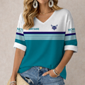 FINAL SALE - NEW CUSTOMIZED NBA27 CHO CHARLOTTE HORNETS WOMEN'S HEART V-NECK LONG SLEEVE SHIRT