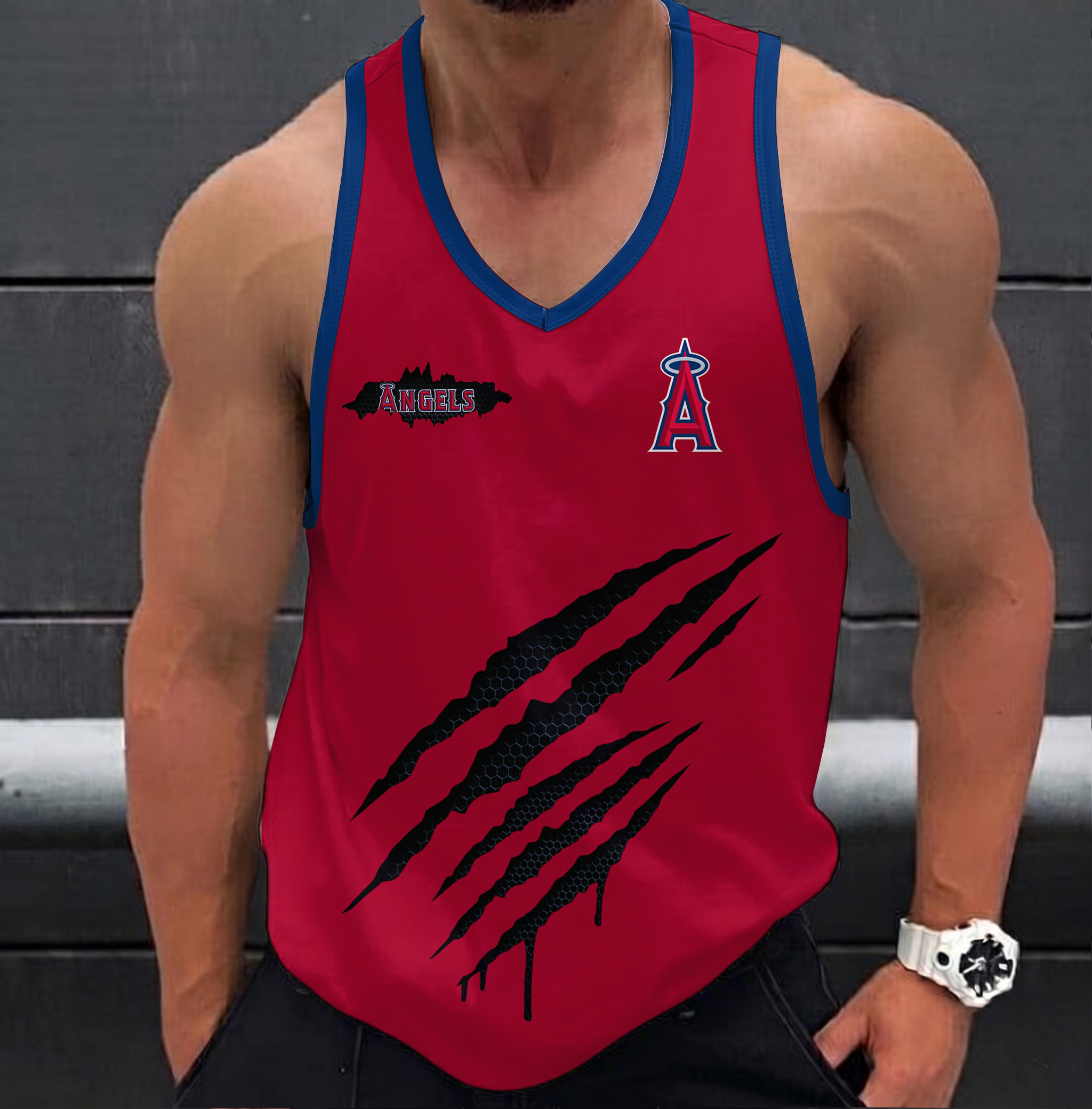 FINAL SALE - NEW CUSTOMIZED MLB27 LOS ANGELES ANGELS UNISEX TANK TOP