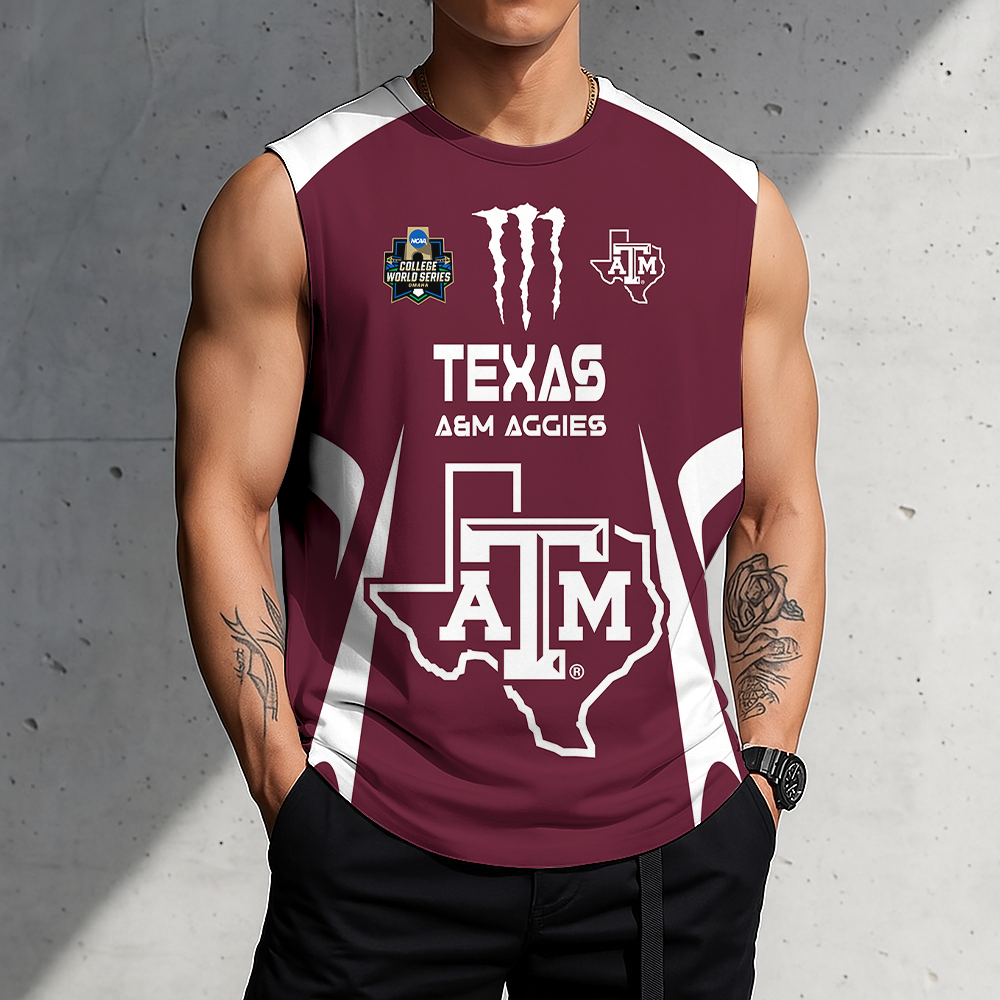 3D PRINT TEE NCAA CWS27 TAA TX A&M AGGIES MEN'S GYM SHIRT