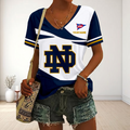 VIRAL EDITON - NEW CUSTOMIZED FBS NCAA28 NFI ND FIGHTING IRISH V-NECK FEMALE SHIRT