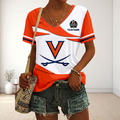 VIRAL EDITON - NEW CUSTOMIZED CWS NCAA28 VIC VI CAVALIERS V-NECK FEMALE SHIRT