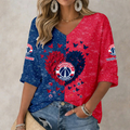 FINAL SALE - NEW CUSTOMIZED NBA28 WWI WASHINGTON WIZARDS WOMEN'S HEART V-NECK LONG SLEEVE SHIRT