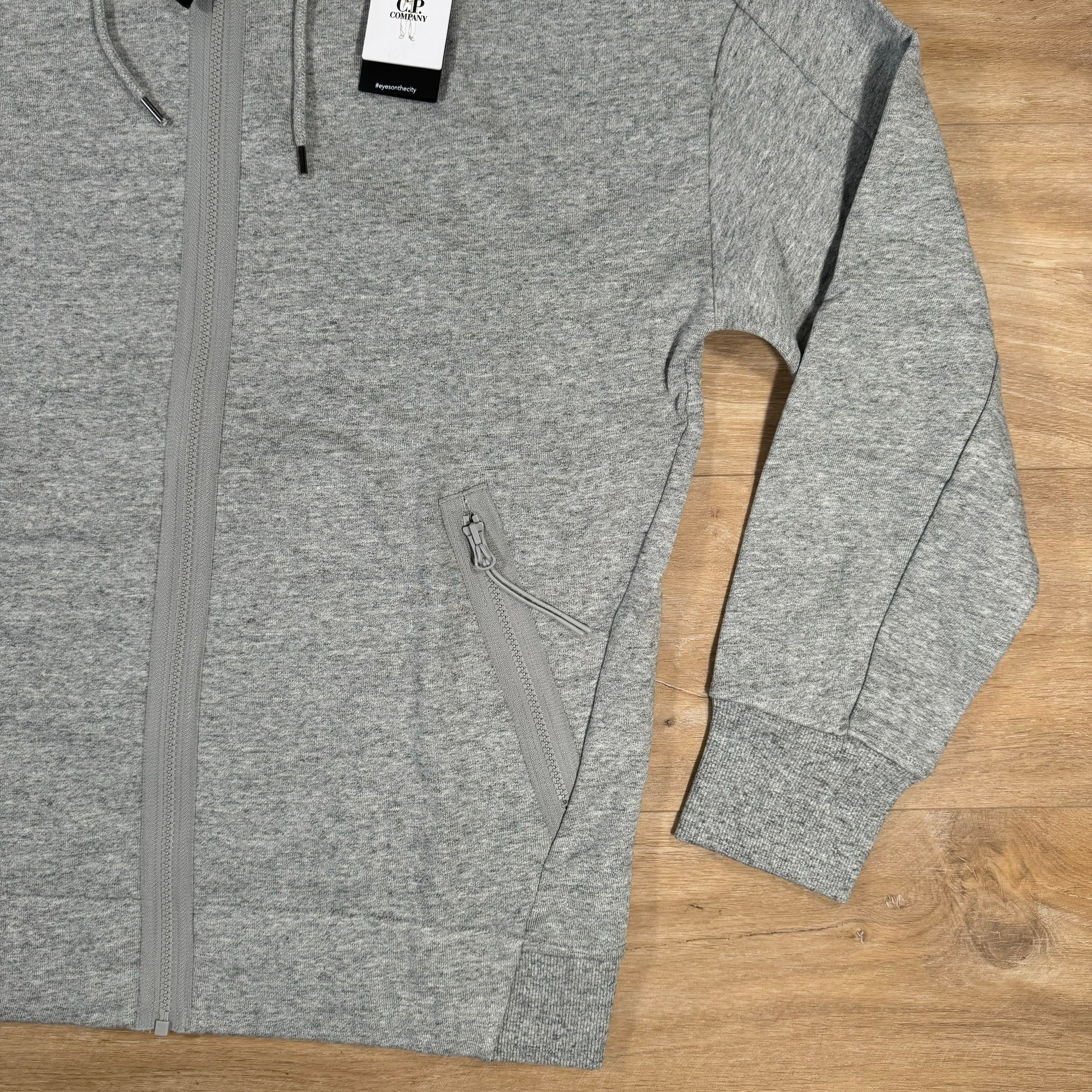 CP Company Diagonal Raised Zipped Goggle Hoodie in Grey Ironleague