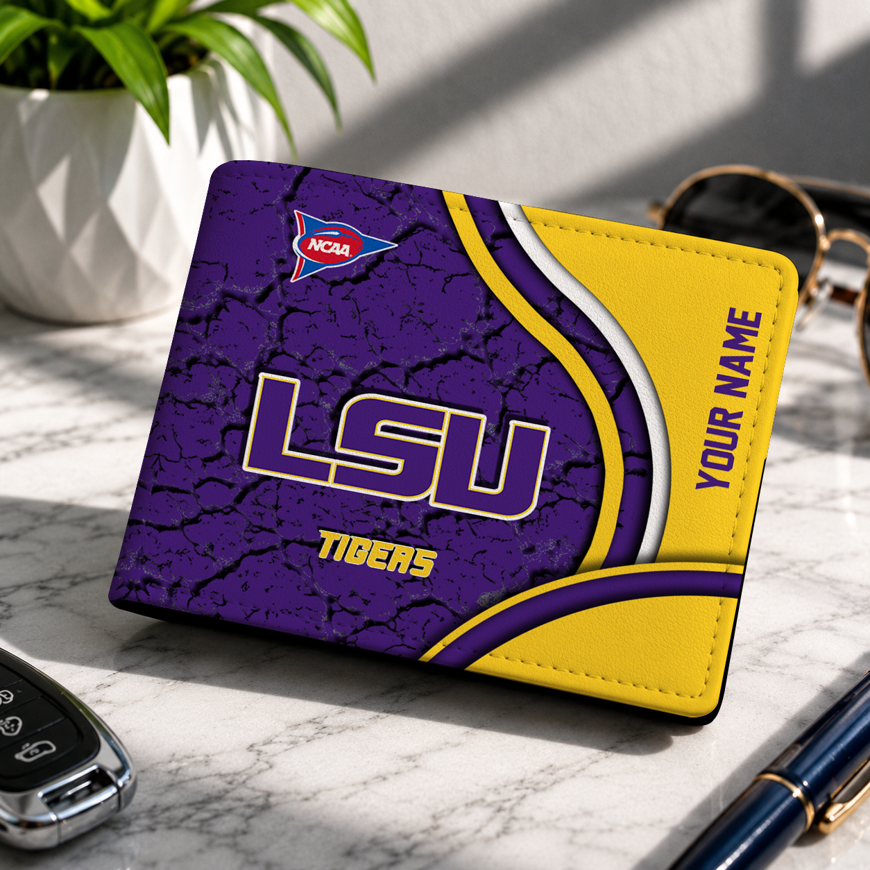 MEGA SALE NCAA FBS29 LST LSU TIGERS LEATHER WALLET