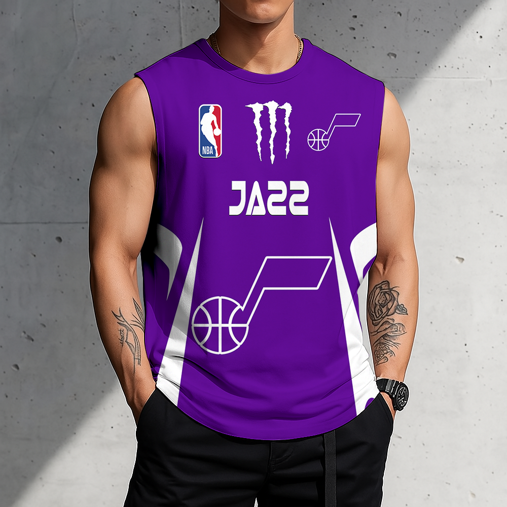 FINAL SALE - NEW CUSTOMIZED NBA29 UJZ UTAH JAZZ MEN'S GYM SHIRT