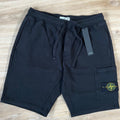 Stone Island Organic Cotton Fleece Shorts in Black Ironleague