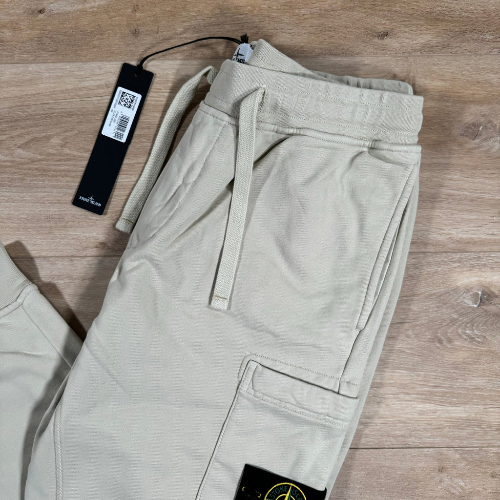 Stone Island Slim Fit Cargo Sweatpants in Plaster Ironleague