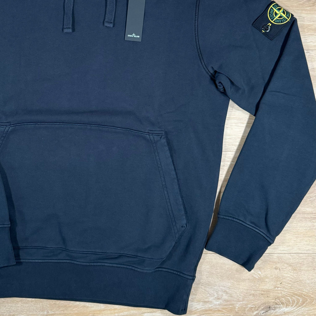 Stone Island Organic Cotton Fleece Pullover Hoodie in Navy Ironleague