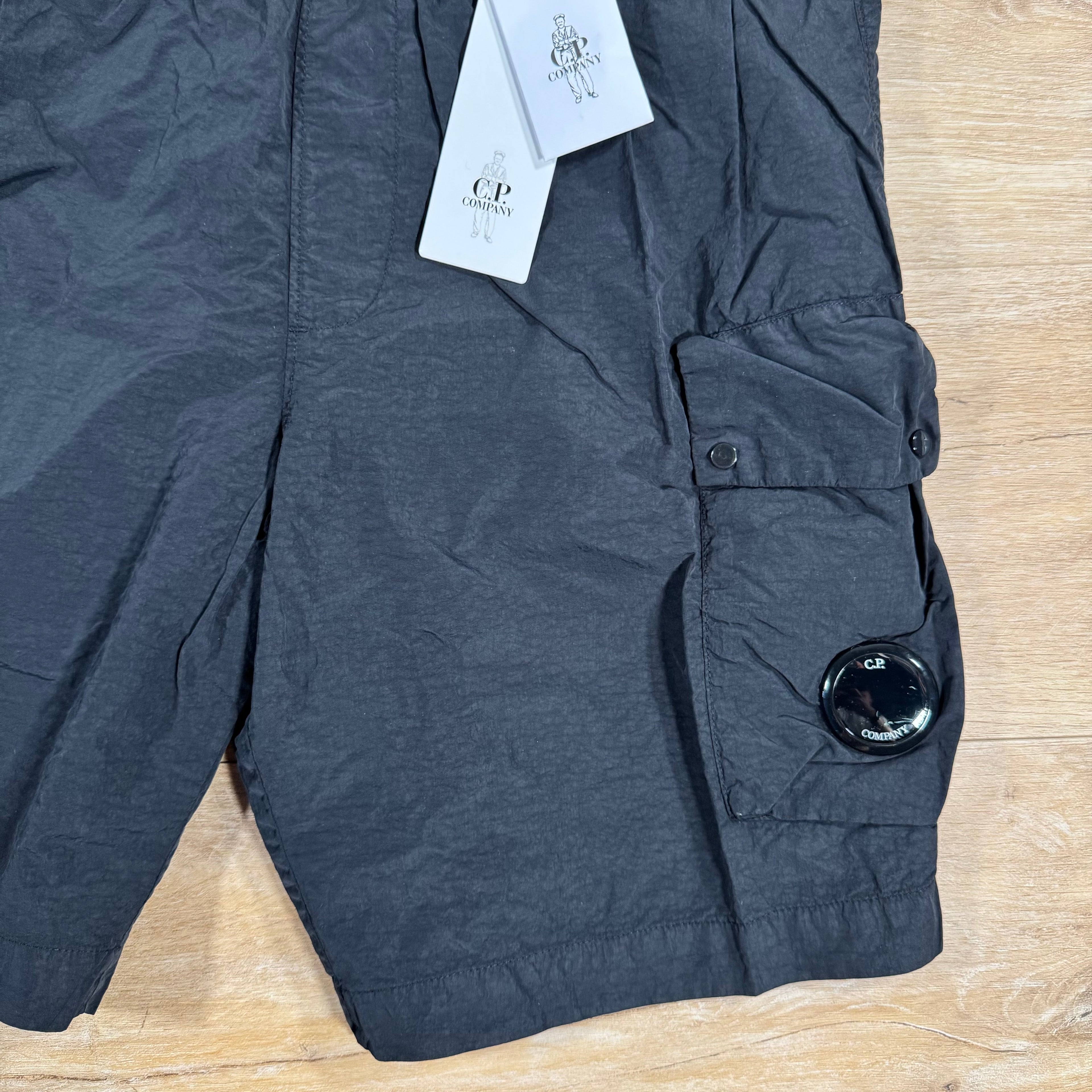 CP Company Flatt Nylon Cargo Lens Swim Shorts in Black Ironleague