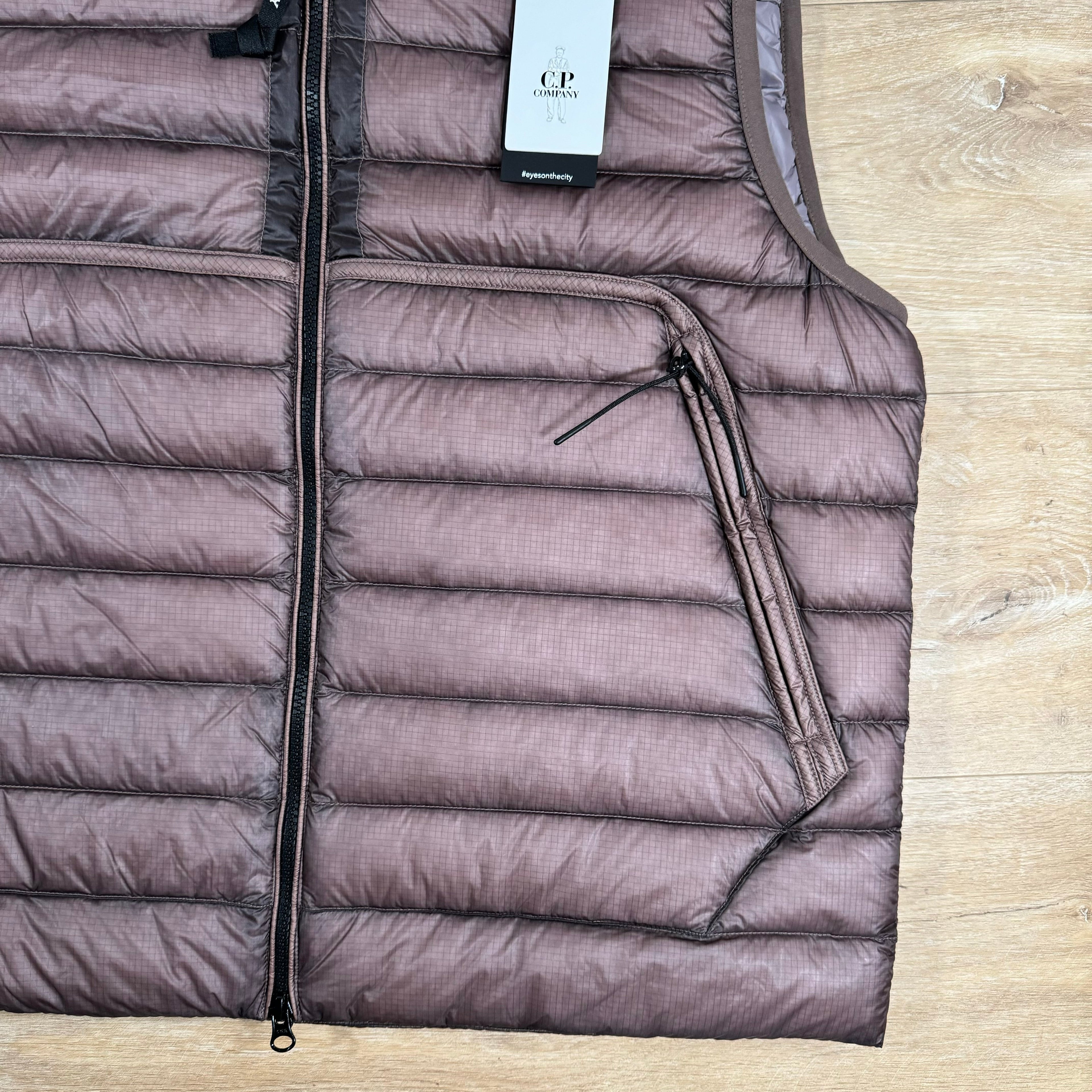 CP Company DD Shell Goggle Down Vest in Purple Dove Ironleague
