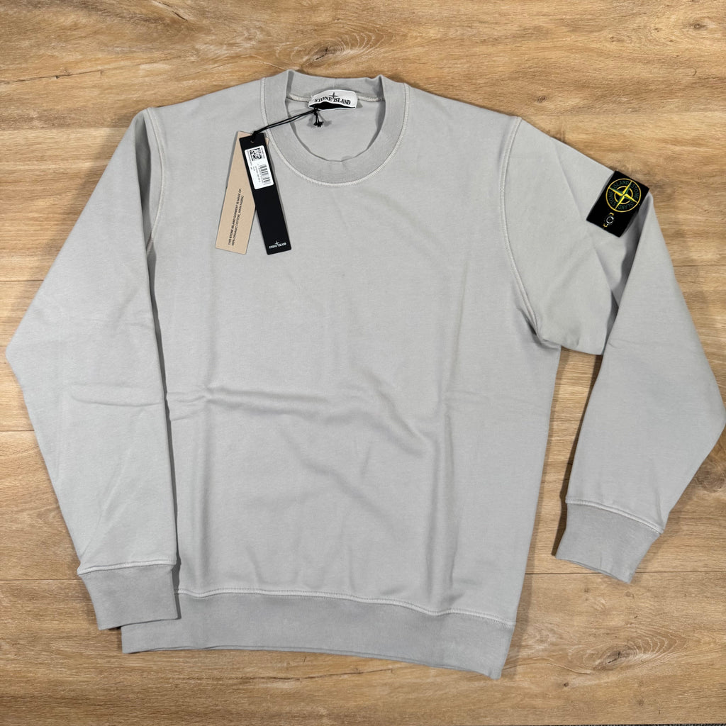Stone Island Organic Cotton Fleece Sweatshirt in Pearl Grey Ironleague