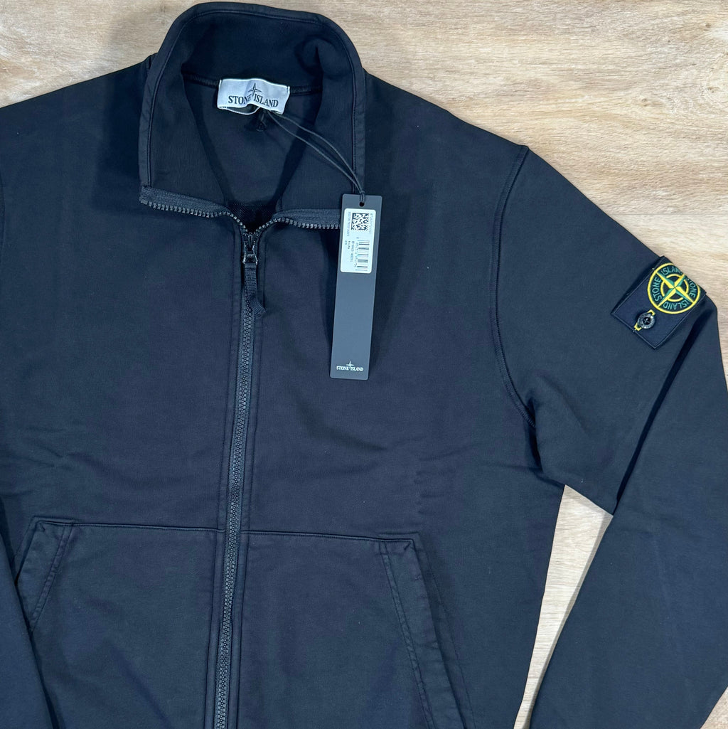 Stone Island Organic Cotton Full-Zip Sweatshirt in Black Ironleague