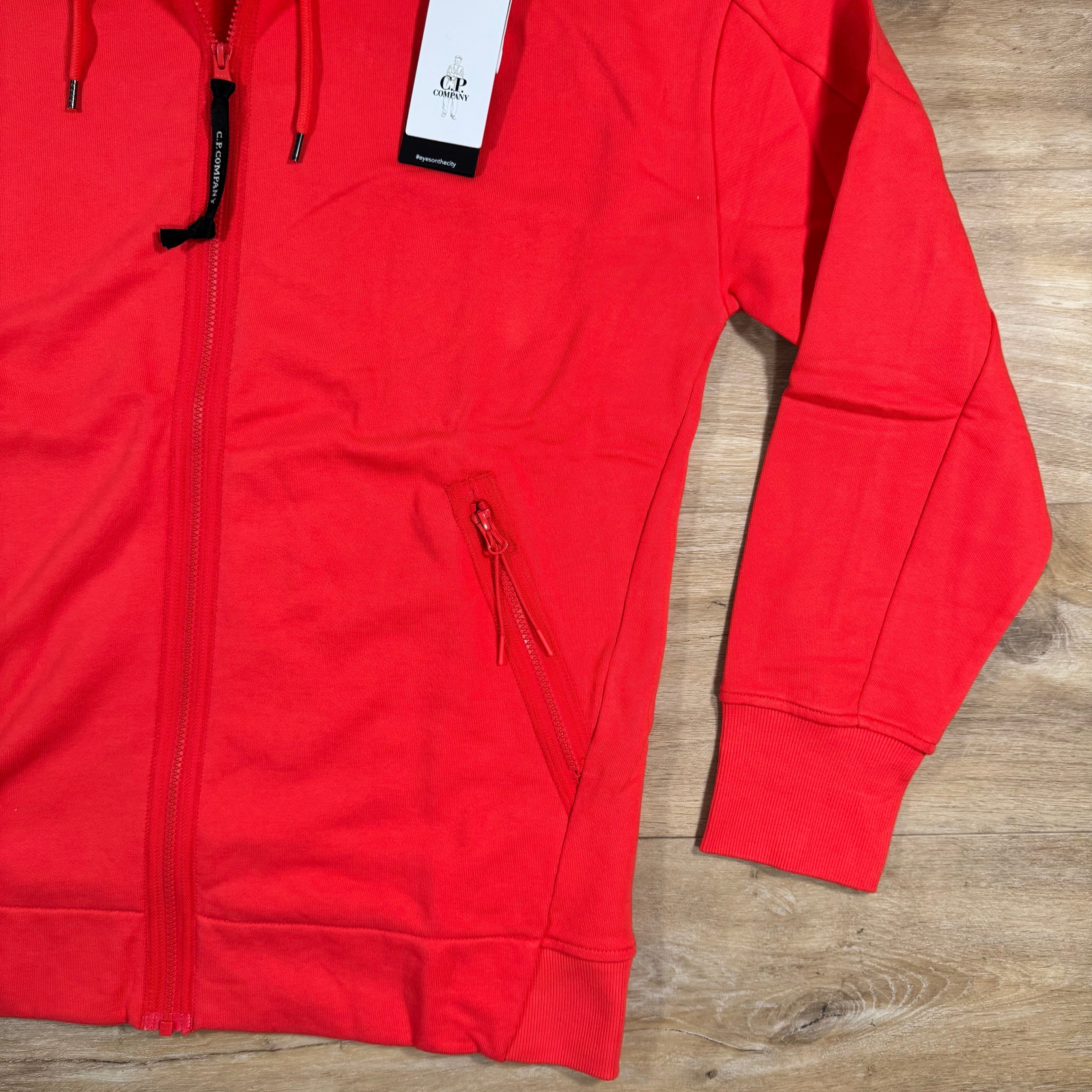 CP Company Diagonal Raised Fleece Goggle Hoodie in Poinciana Orange Ironleague