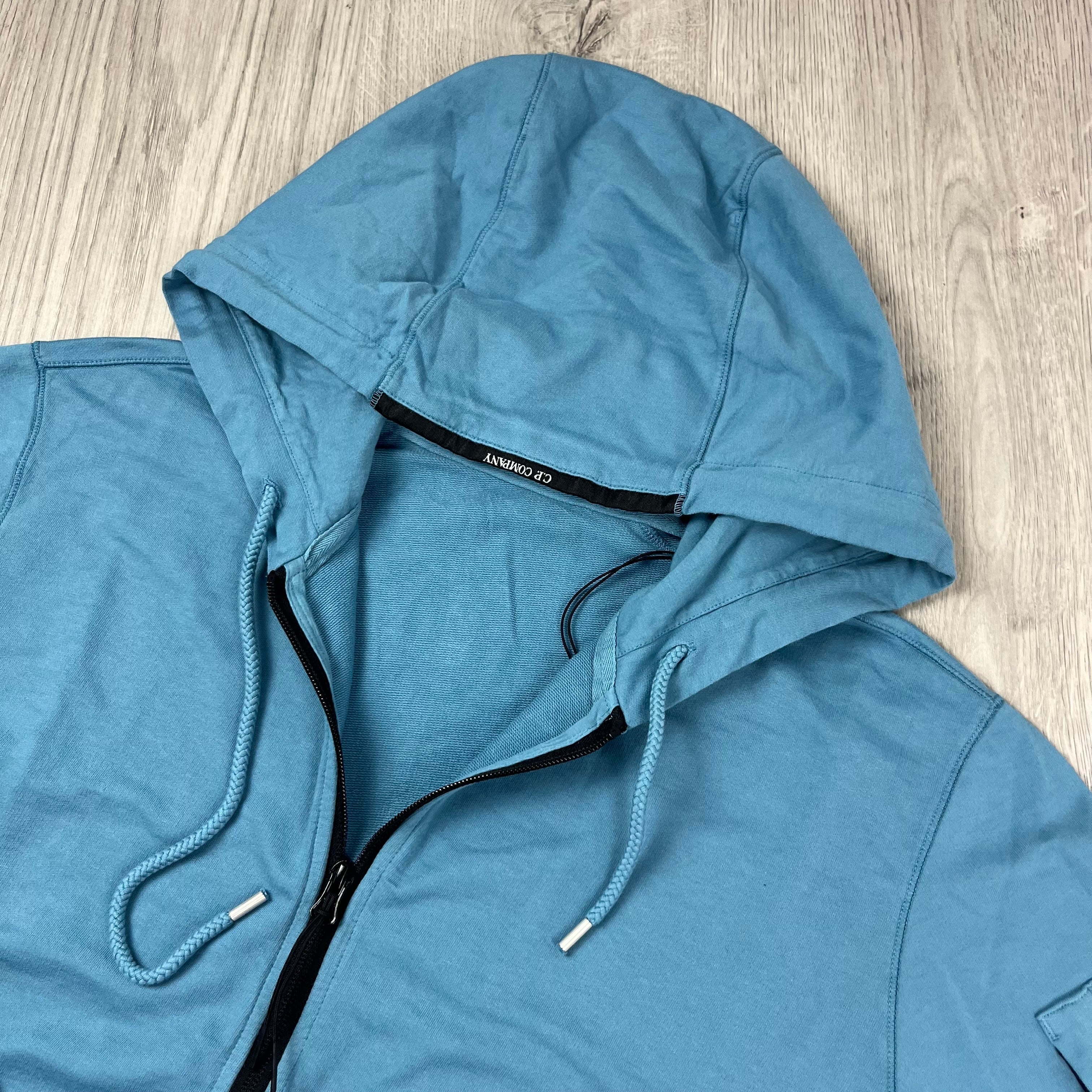 CP Company Light Fleece Zip Hoodie - Aegean Blue Ironleague