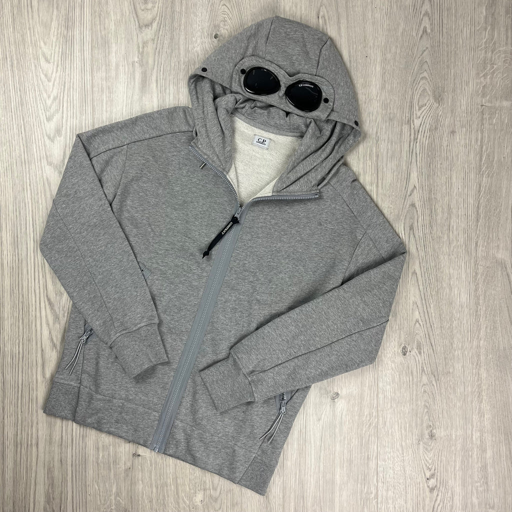CP Company Raised Fleece Goggle Hoodie - Grey Ironleague