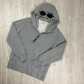 CP Company Raised Fleece Goggle Hoodie - Grey Ironleague