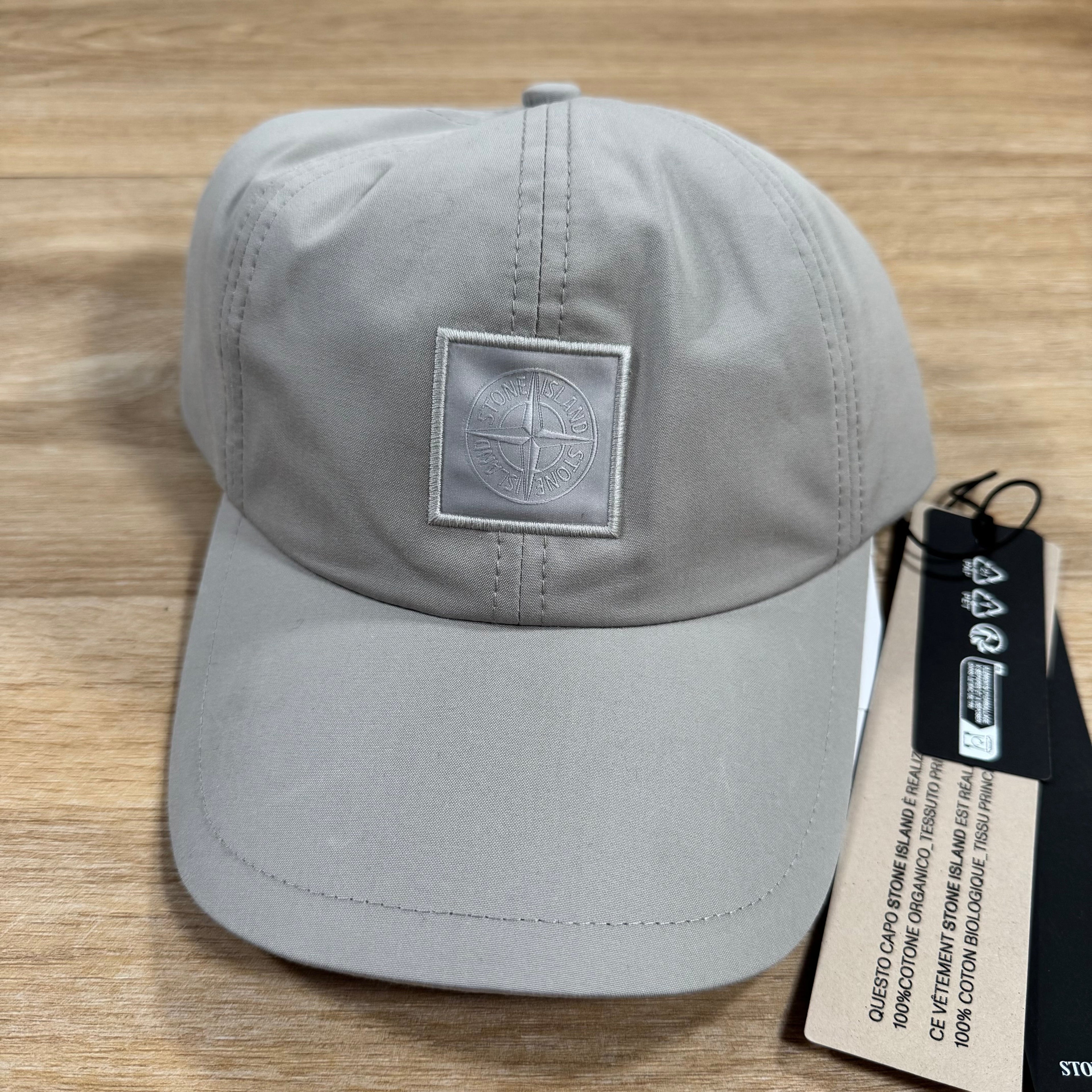 Stone Island Weatherproof Cotton Canvas Ghost Cap in Dust Grey Ironleague