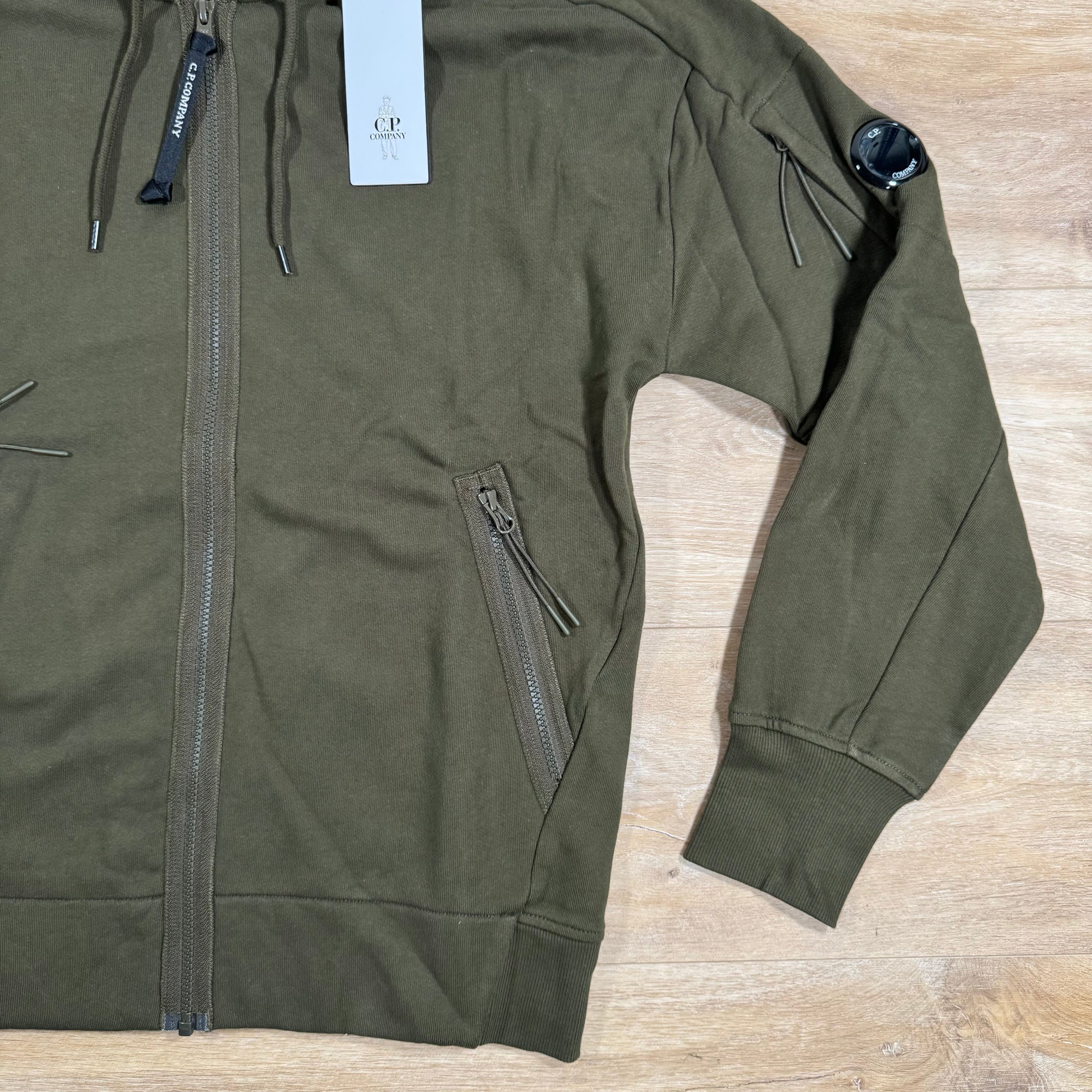 CP Company Diagonal Raised Zipped Lens Hoodie in Ivy Green Ironleague