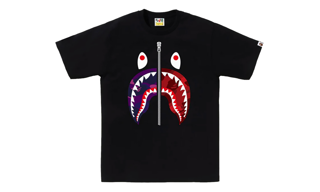 BAPE Color Camo Separate Shark Tee Black - Purple / Red 1K80 110 021 BLACK PURPLE