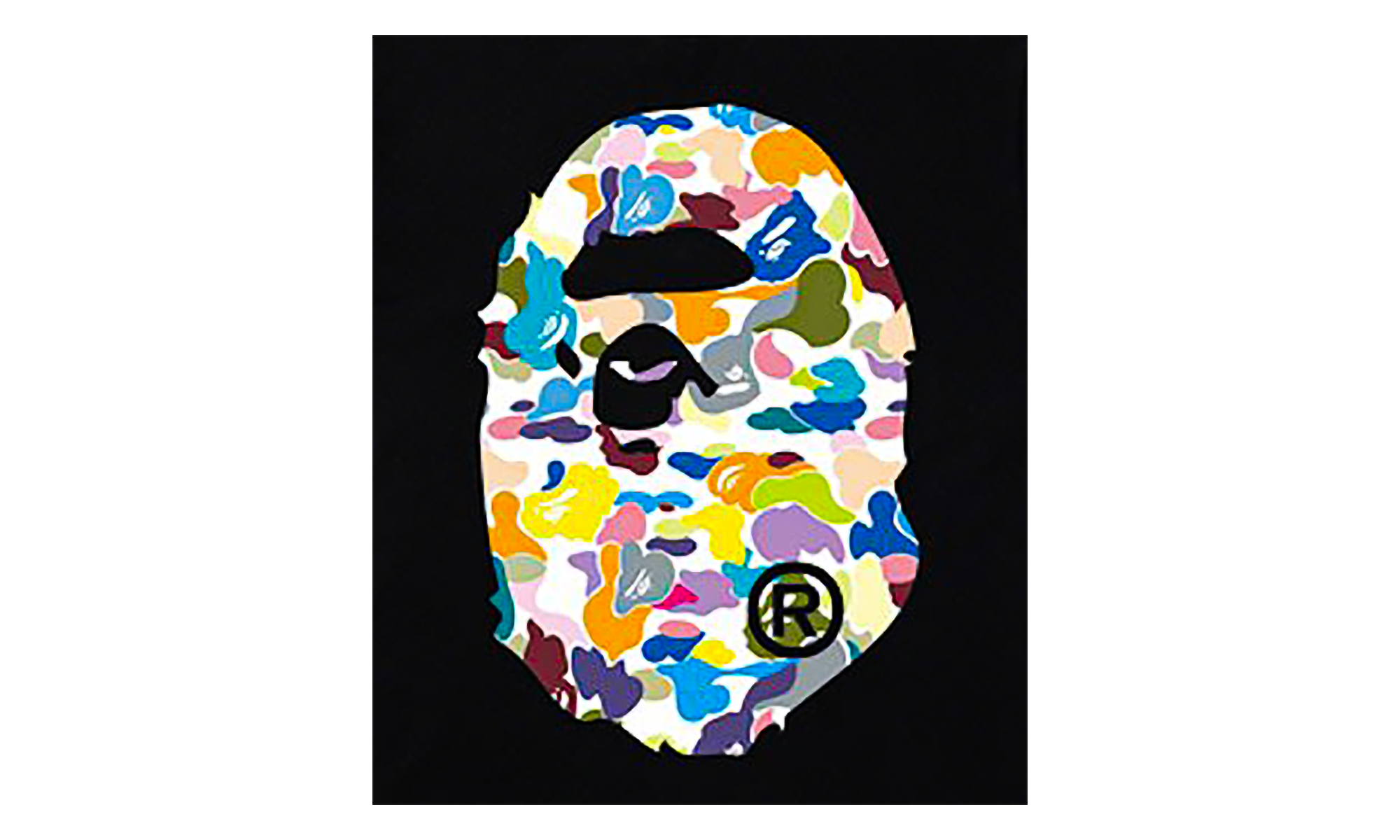 BAPE Multi Camo Big Ape Head T-Shirt Black Multi YXHLG5U0
