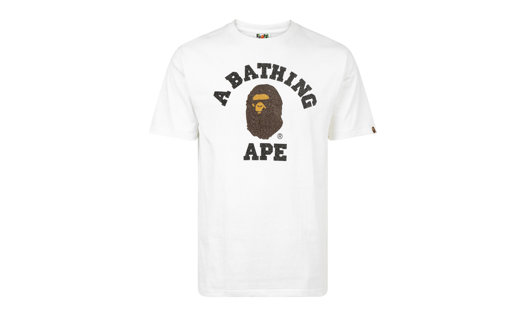 BAPE Glass Beads College Tee White 0ZXTEM110059DWHX