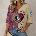 LIMITED DROP NCAA CWS30 FLS FLORIDA STATE SEMINOLES WOMEN'S HEART V-NECK LONG SLEEVE SHIRT