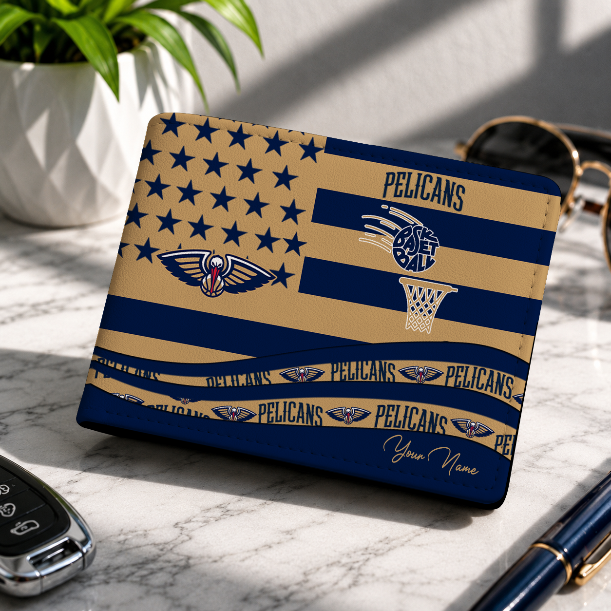 FINAL SALE NBA30 NOP NEW ORLEANS PELICANS LEATHER WALLET
