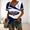 FINAL SALE - NEW CUSTOMIZED NBA30 NOP NEW ORLEANS PELICANS V-NECK FEMALE SHIRT