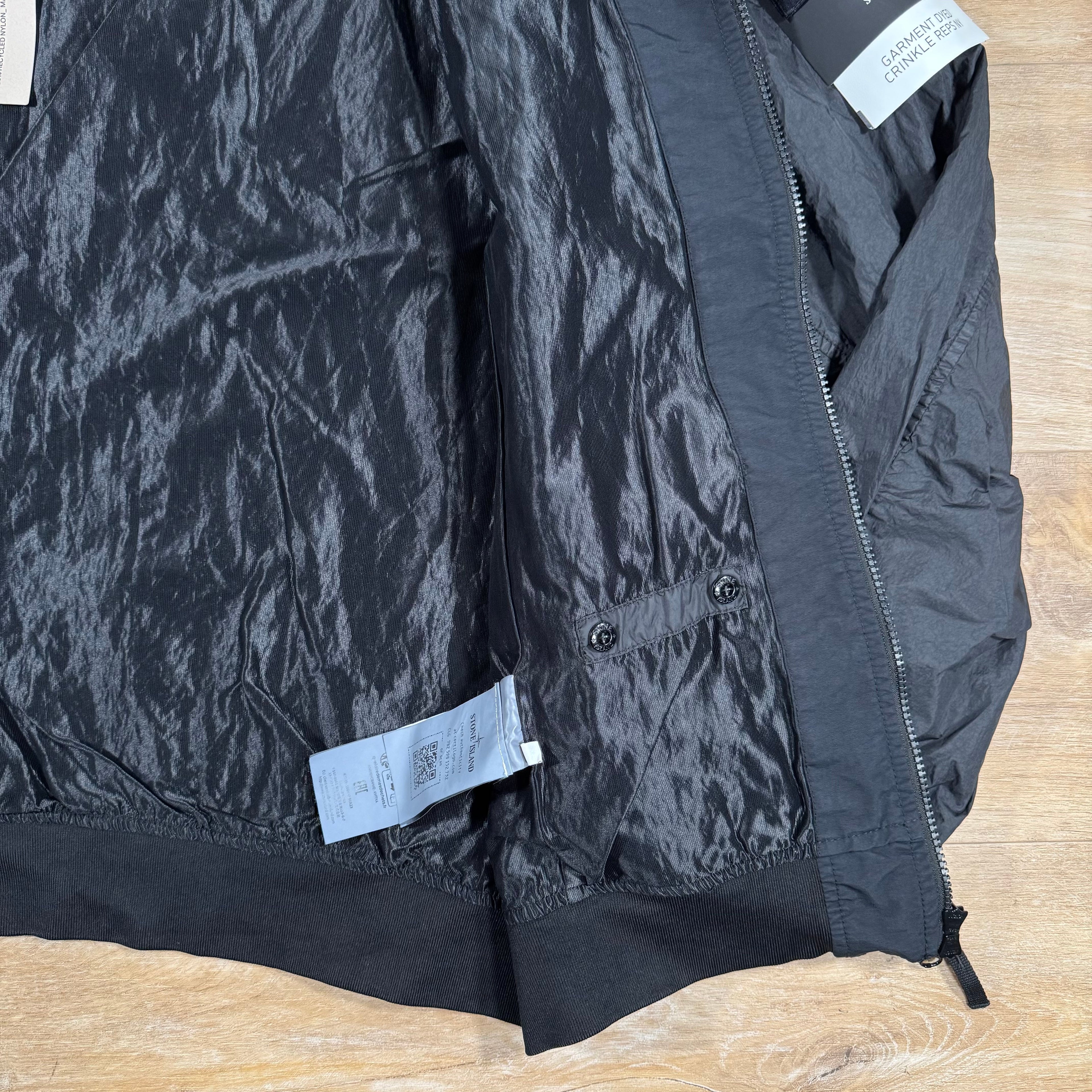Stone Island Crinkle Reps R-NY Bomber Jacket in Black Ironleague