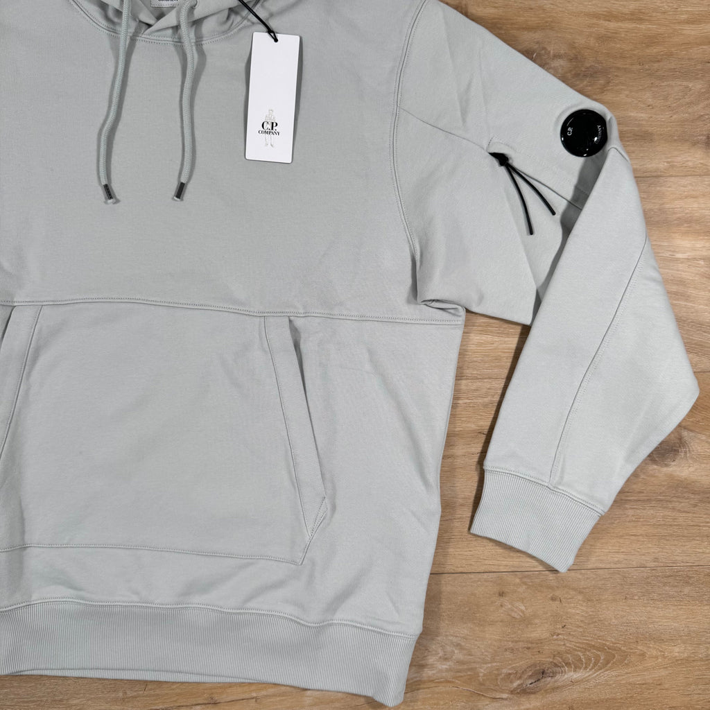 CP Company Diagonal Raised Fleece Lens Hoodie in Blue Fox - Grey Ironleague