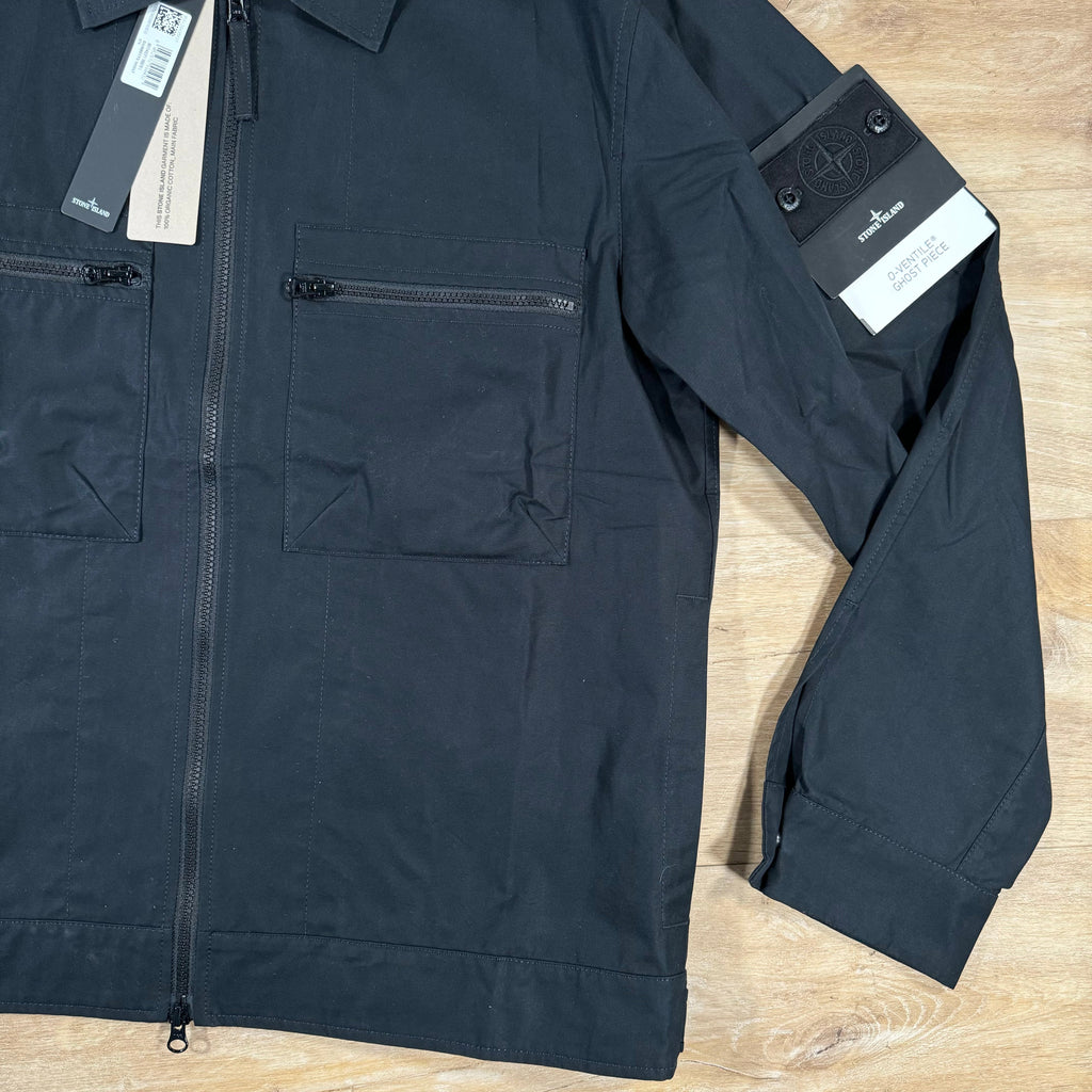 Stone Island Weatherproof Canvas Ghost Overshirt in Black Ironleague