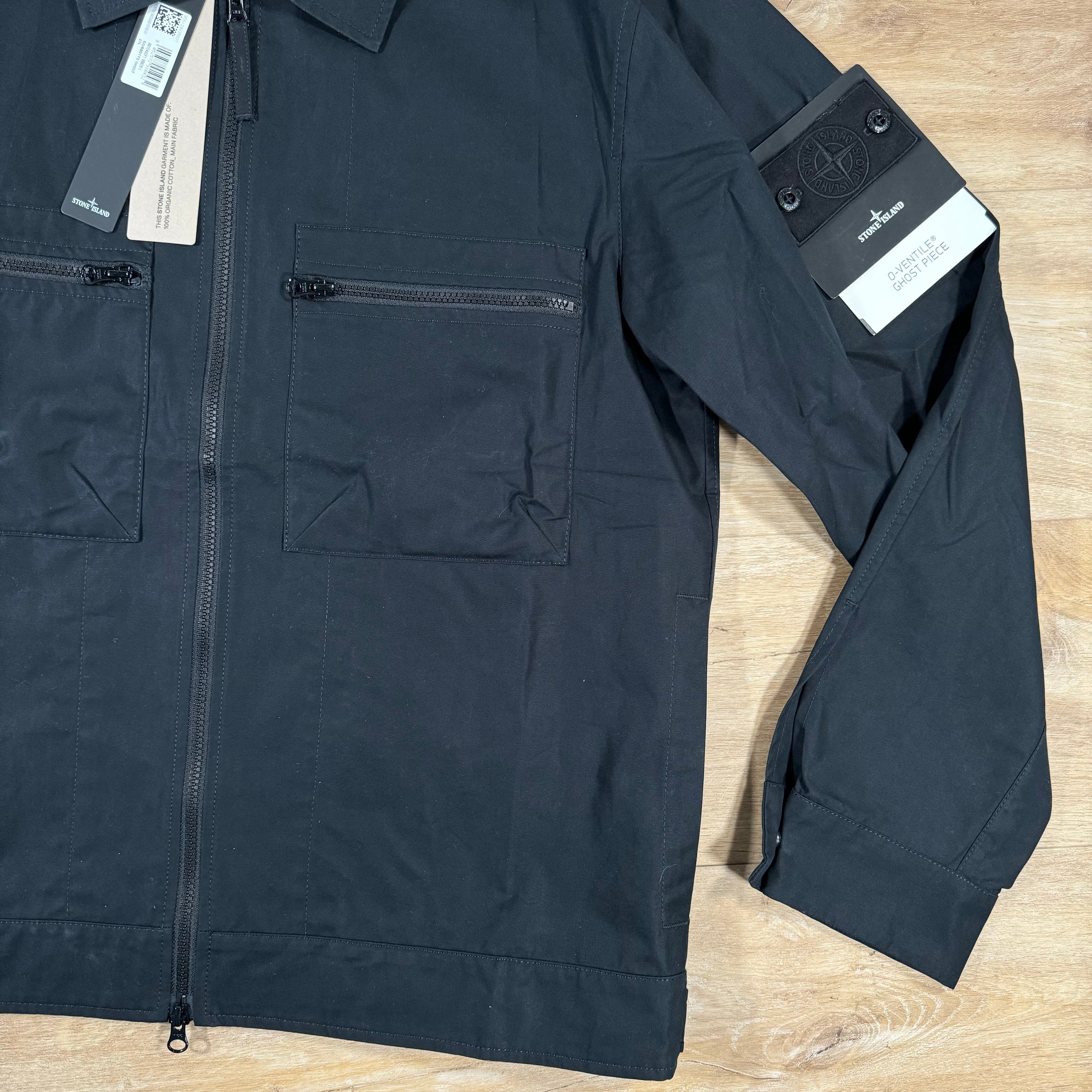 Stone Island Weatherproof Canvas Ghost Overshirt in Black Ironleague