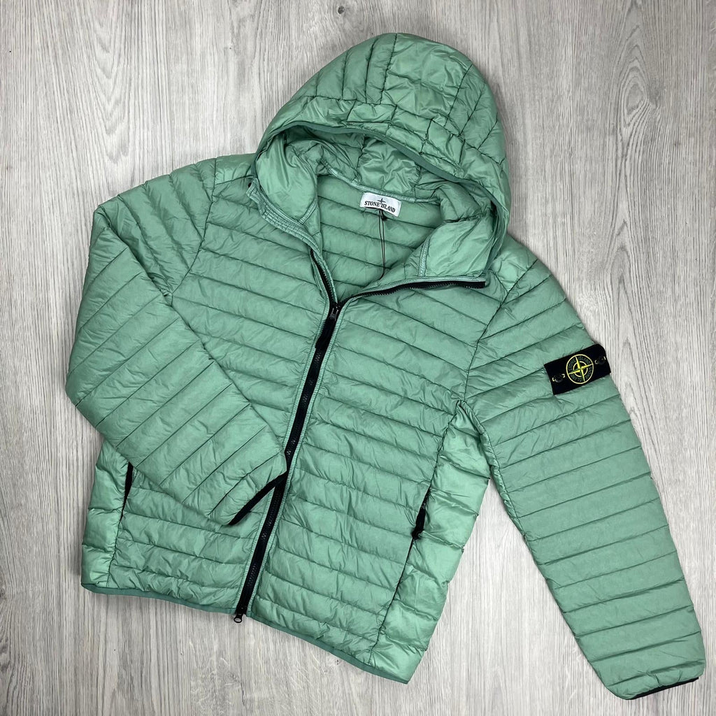 Stone Island Woven Down Jacket - Sage Green Ironleague