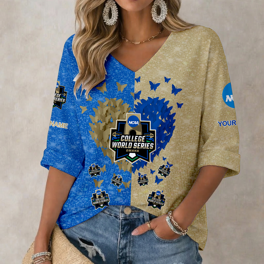 LIMITED DROP NCAA CWS31 COLLEGE WORLD SERIES WOMEN'S HEART V-NECK LONG SLEEVE SHIRT