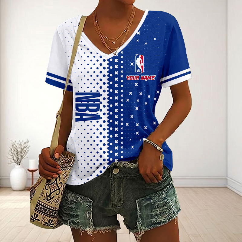 FINAL SALE - NEW CUSTOMIZED NBA31 NATIONAL BASKETBALL ASSOCIATION V-NECK FEMALE SHIRT
