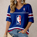 FINAL SALE - NEW CUSTOMIZED NBA31 NATIONAL BASKETBALL ASSOCIATION WOMEN'S HEART V-NECK LONG SLEEVE SHIRT