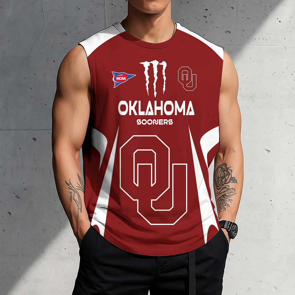 3D PRINT TEE NCAA FBS31 OUS OU SOONERS MEN'S GYM SHIRT