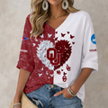 LIMITED DROP NCAA FBS31 OUS OU SOONERS WOMEN'S HEART V-NECK LONG SLEEVE SHIRT