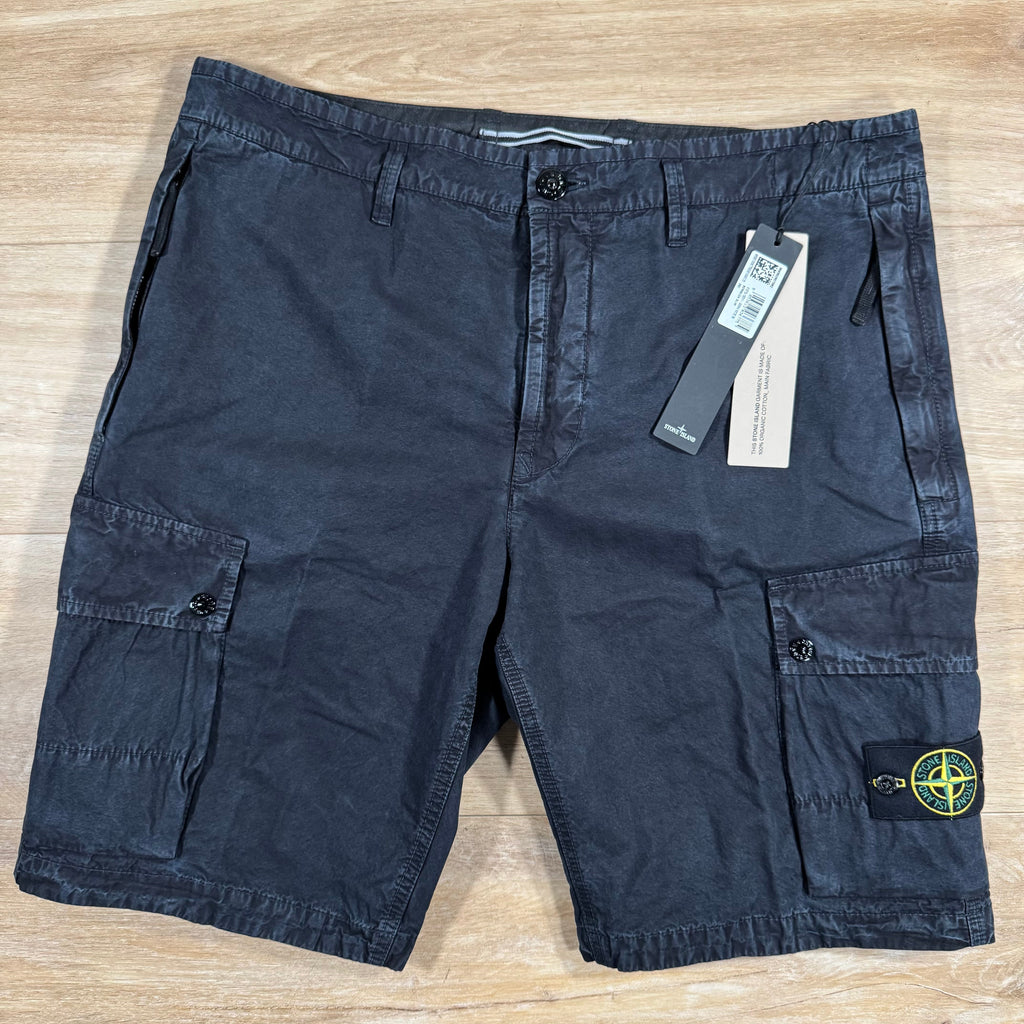 Stone Island Brushed Cotton Cargo Bermuda Shorts in Navy Ironleague