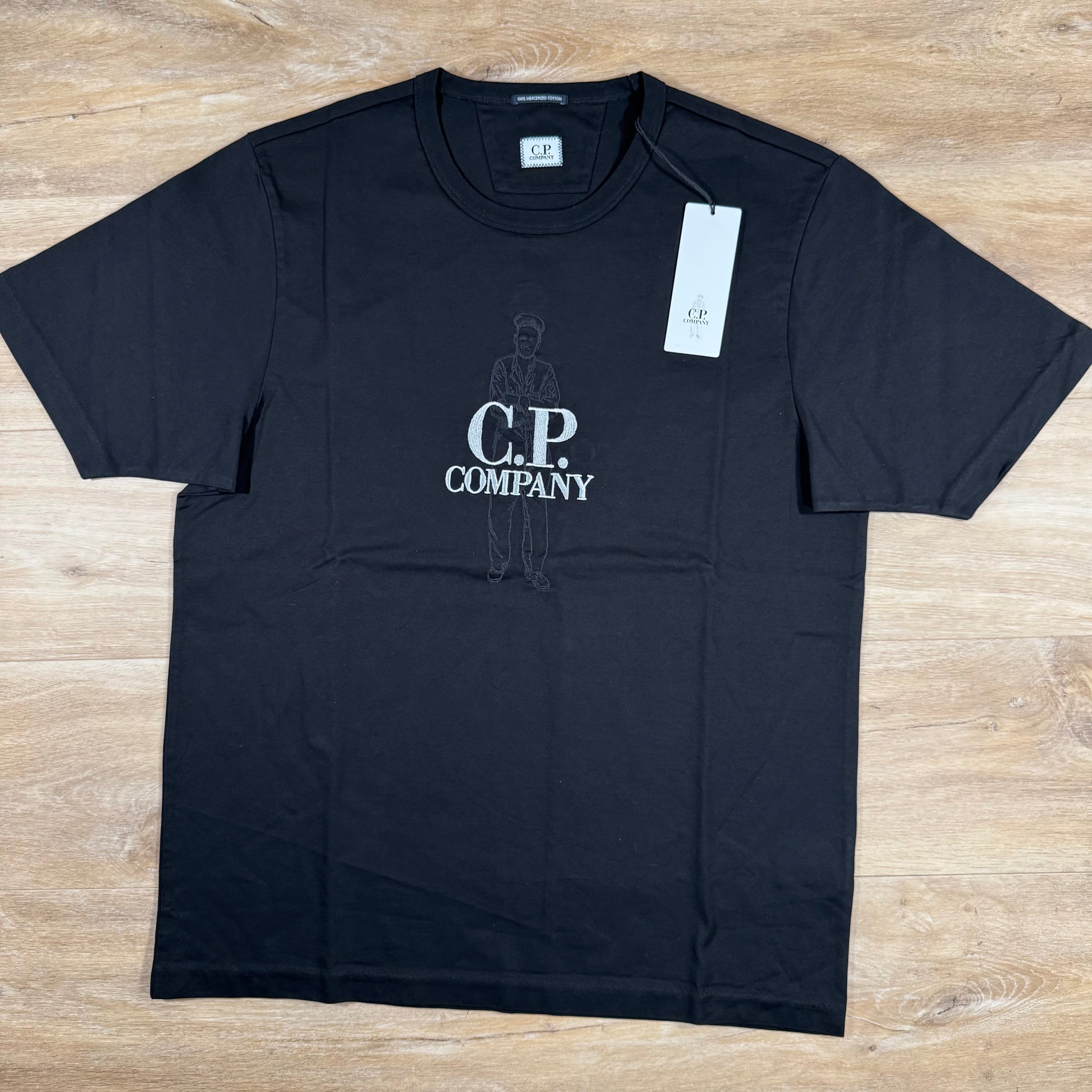 CP Company 30/2 Mercerized Jersey Twisted British Sailor T-Shirt in Black Ironleague
