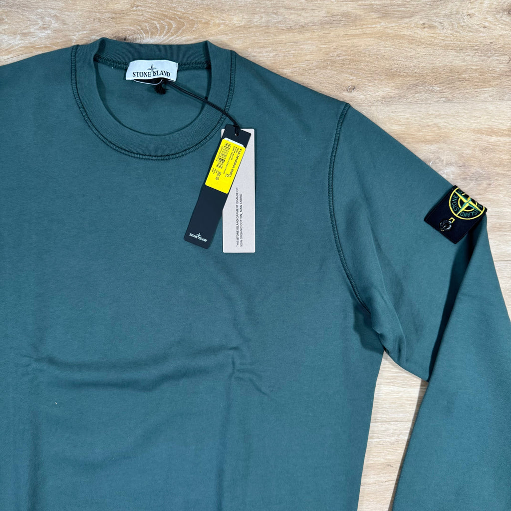 Stone Island Organic Cotton Fleece Sweatshirt in Bottle Green Ironleague