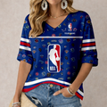 FINAL SALE - NEW CUSTOMIZED NBA32 NBA ALL TEAMS WOMEN'S HEART V-NECK LONG SLEEVE SHIRT